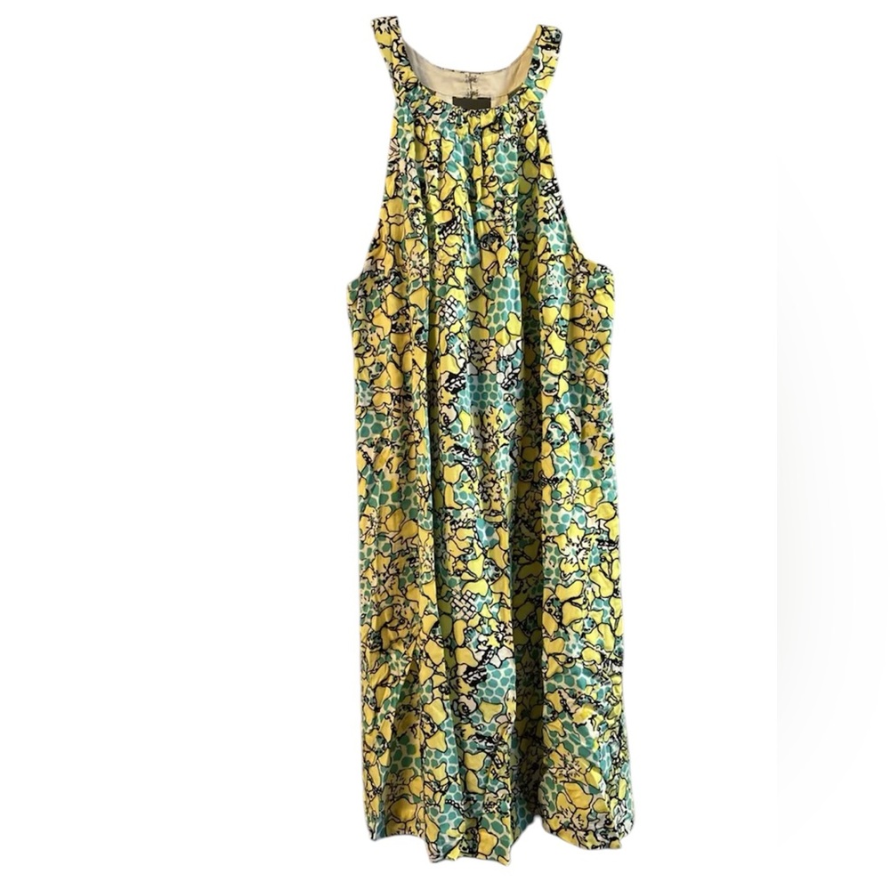 Cynthia Rowley Yellow Floral Halter Neck Shift Dress